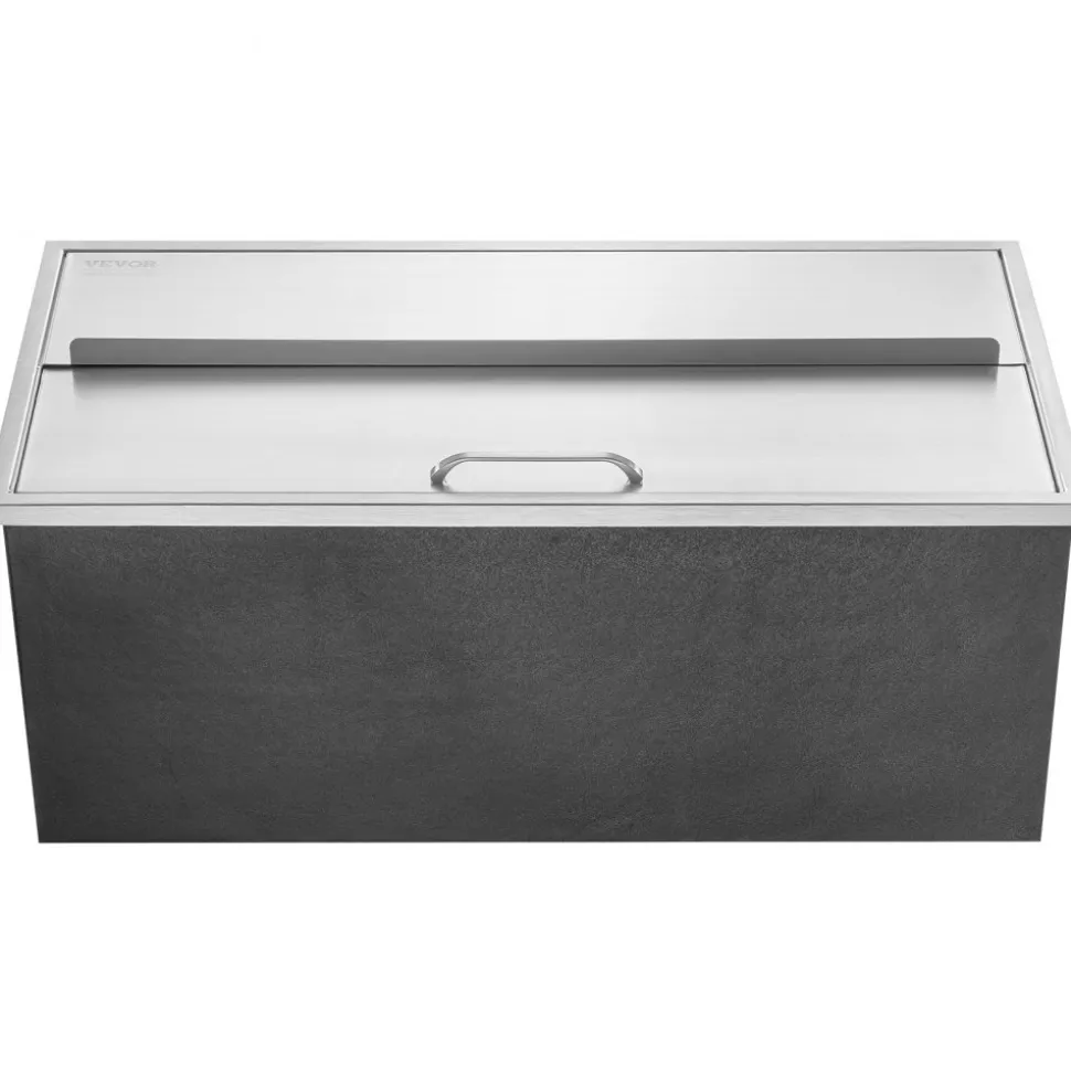 VEVOR Drop in Ice Chest, 36"L x 18"W x 14"H Stainless Steel Ice Cooler, Commercial Ice Bin with Sliding Cover, 40.9 qt Outdoor Kitchen Ice Bar, Drain-pipe and Drain Plug Included, for Cold Wine Beer