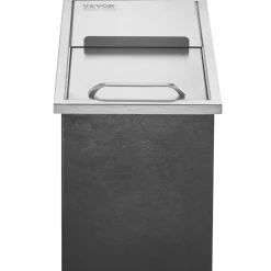 VEVOR Drop in Ice Chest, 18"L x 12"W x 14.5"H Stainless Steel Ice Cooler, Commercial Ice Bin with Sliding Cover, 40.9 qt Outdoor Kitchen Ice Bar, Drain-pipe and Drain Plug Included, for Cold Wine Beer