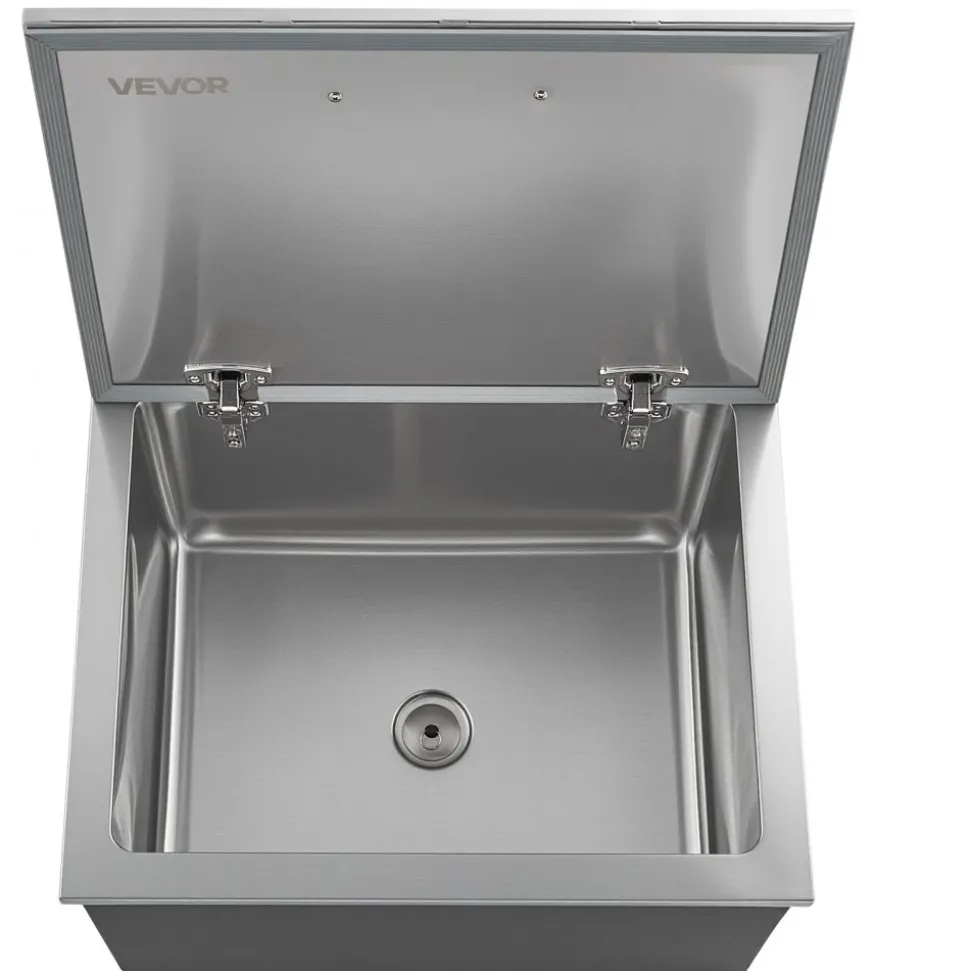 VEVOR Drop in Ice Chest, 28"L x 20"W x 17"H Stainless Steel Drop in Cooler, 113.7 Quart Commercial Ice Bin with Flip Lid for Outdoor Kitchen Patio Bar, Drain-pipe Set Included, for Cold Wine Beer