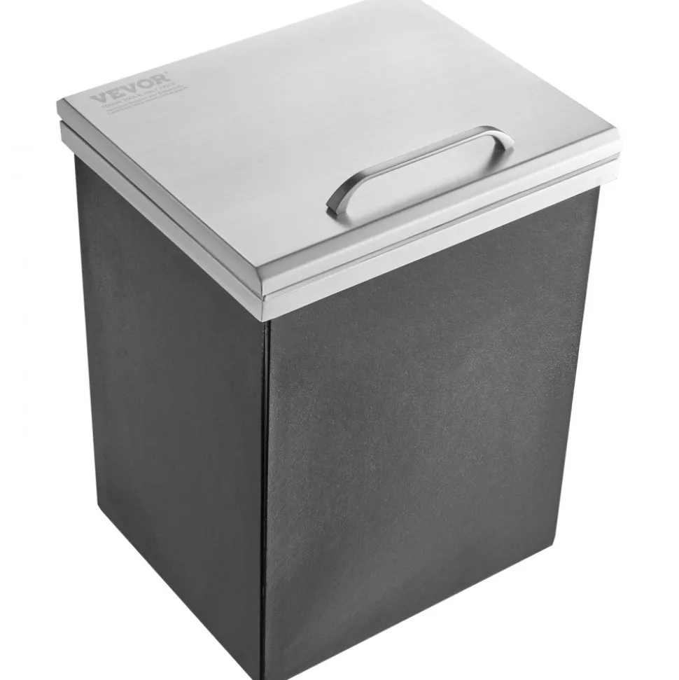 VEVOR Drop in Ice Chest, 14"L x 12"W x 18"H Stainless Steel Ice Cooler, Commercial Ice Bin with Hinged Cover, 40 qt Outdoor Kitchen Ice Bar, Drain-pipe and Drain Plug Included, for Cold Wine Beer