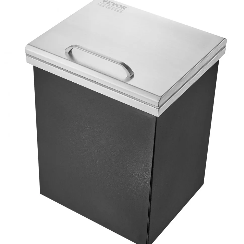 VEVOR Drop in Ice Chest, 14"L x 12"W x 18"H Stainless Steel Ice Cooler, Commercial Ice Bin with Hinged Cover, 40 qt Outdoor Kitchen Ice Bar, Drain-pipe and Drain Plug Included, for Cold Wine Beer