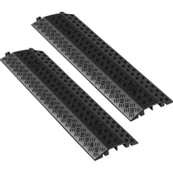 VEVOR Drop Over Cable Cover, 17,500 lbs/Axle Load Capacity, 2 Channel Heavy Duty Floor Cord Cover, Cable Hose Protector Ramp, for Indoor, High Walking Traffic Areas, Home, Office, Warehouse, 2 Pack