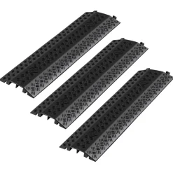VEVOR Drop Over Cable Cover, 17,500 lbs/Axle Load Capacity, 2 Channel Heavy Duty Floor Cord Cover, Cable Hose Protector Ramp, for Indoor, High Walking Traffic Areas, Home, Office, Warehouse, 3 Pack