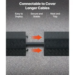VEVOR Drop Over Cable Cover, 17,500 lbs/Axle Load Capacity, 2 Channel Heavy Duty Floor Cord Cover, Cable Hose Protector Ramp, for Indoor, High Walking Traffic Areas, Home, Office, Warehouse, 3 Pack
