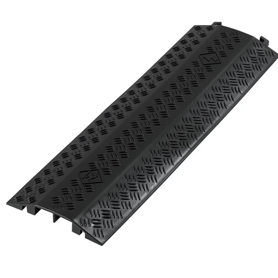 VEVOR Drop Over Cable Cover, 17,500 lbs/Axle Load Capacity, 2 Channel Heavy Duty Floor Cord Cover, Cable Hose Protector Ramp, for Indoor, High Walking Traffic Areas, Home, Office, Warehouse, 1 Pack