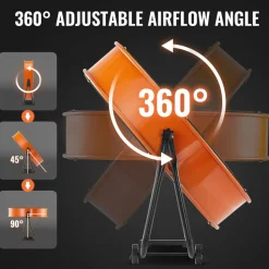 VEVOR Drum Fan, 24 Inch High Velocity Industrial Shop Fan, Heavy Duty Commercial Use 3-Speed 8600CFM, 360°Adjustable Tilting,0-2h Timer Industrial Floor Fan for Warehouse,Workshop,Factory, Basement