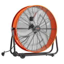 VEVOR Drum Fan, 24 Inch High Velocity Industrial Shop Fan, Heavy Duty Commercial Use 3-Speed 8600CFM, 360°Adjustable Tilting Industrial Floor Fan for Warehouse,Workshop,Factory, Basement