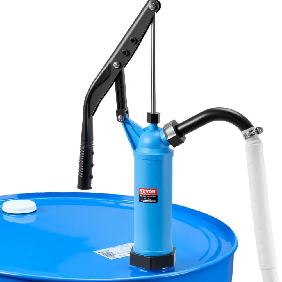 VEVOR Drum Pump, 9.5 oz. Per Stroke, Lever-Action Barrel Pump, Fits 5-55 Gallon Drums with 3-Section Suction Tube Assembly & Hose, Hand Operated, Designed to Transfer Water, Alcohol, Corrosive Liquids