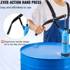 VEVOR Drum Pump, 9.5 oz. Per Stroke, Lever-Action Barrel Pump, Fits 5-55 Gallon Drums with 3-Section Suction Tube Assembly & Hose, Hand Operated, Designed to Transfer Water, Alcohol, Corrosive Liquids
