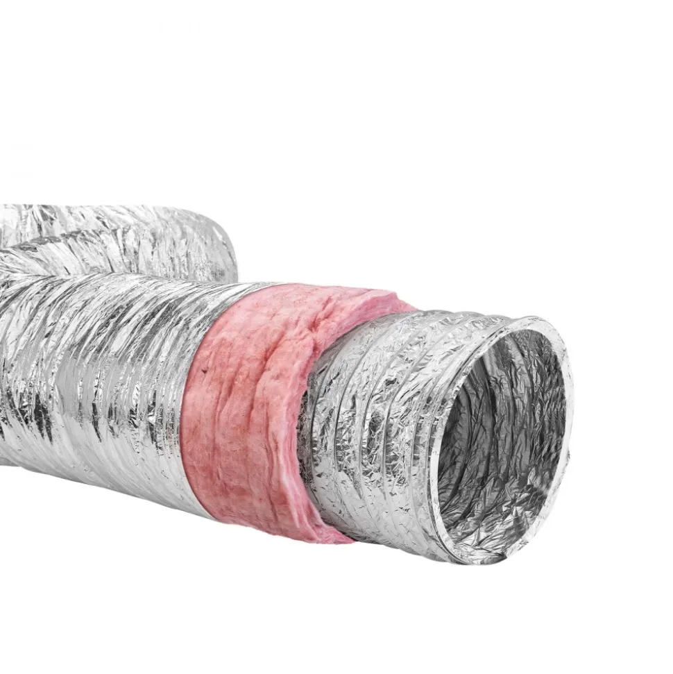 VEVOR Dryer Vent Hose, 6'' Insulated Flexible Duct 25FT Long with 2 Duct Clamps, Heavy-Duty Three Layer Protection for HVAC Heating Cooling Ventilation and Exhaust, R-6.0 Flame Resistance Value