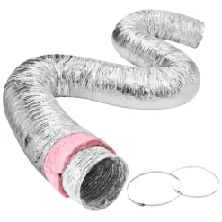 VEVOR Dryer Vent Hose, 6'' Insulated Flexible Duct 25FT Long with 2 Duct Clamps, Heavy-Duty Three Layer Protection for HVAC Heating Cooling Ventilation and Exhaust, R-6.0 Flame Resistance Value