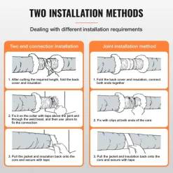 VEVOR Dryer Vent Hose, 6'' Insulated Flexible Duct 25FT Long with 2 Duct Clamps, Heavy-Duty Three Layer Protection for HVAC Heating Cooling Ventilation and Exhaust, R-6.0 Flame Resistance Value