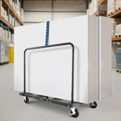 VEVOR Drywall Cart Dolly, 1800 lbs Load Capacity, Steel Panel Truck Cart with 5 inch Swivel Casters, Lumber Drywall Dolly with Tie-Down Strap & 2 Side Handrails for Factory, Warehouse, Garage, Black