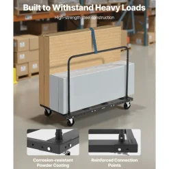 VEVOR Drywall Cart Dolly, 1800 lbs Load Capacity, Steel Panel Truck Cart with 5 inch Swivel Casters, Lumber Drywall Dolly with Tie-Down Strap & 2 Side Handrails for Factory, Warehouse, Garage, Black
