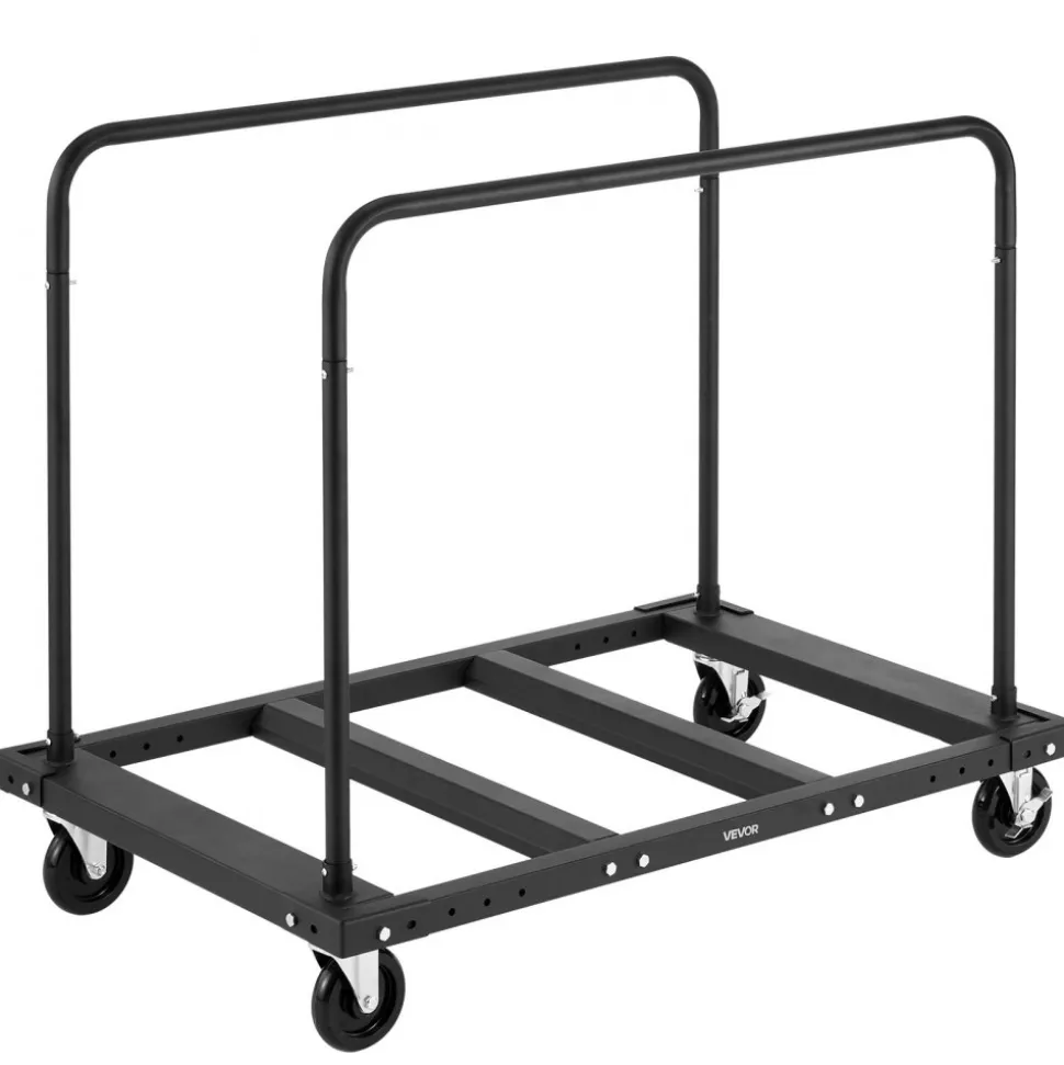 VEVOR Drywall Cart Dolly, 1800 lbs Load Capacity, Steel Panel Truck Cart with 5 inch Swivel Casters, Lumber Drywall Dolly with Tie-Down Strap & 2 Side Handrails for Factory, Warehouse, Garage, Black