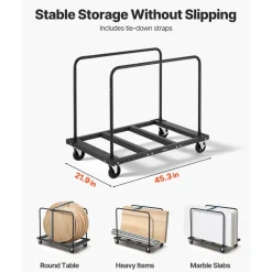 VEVOR Drywall Cart Dolly, 1800 lbs Load Capacity, Steel Panel Truck Cart with 5 inch Swivel Casters, Lumber Drywall Dolly with Tie-Down Strap & 2 Side Handrails for Factory, Warehouse, Garage, Black
