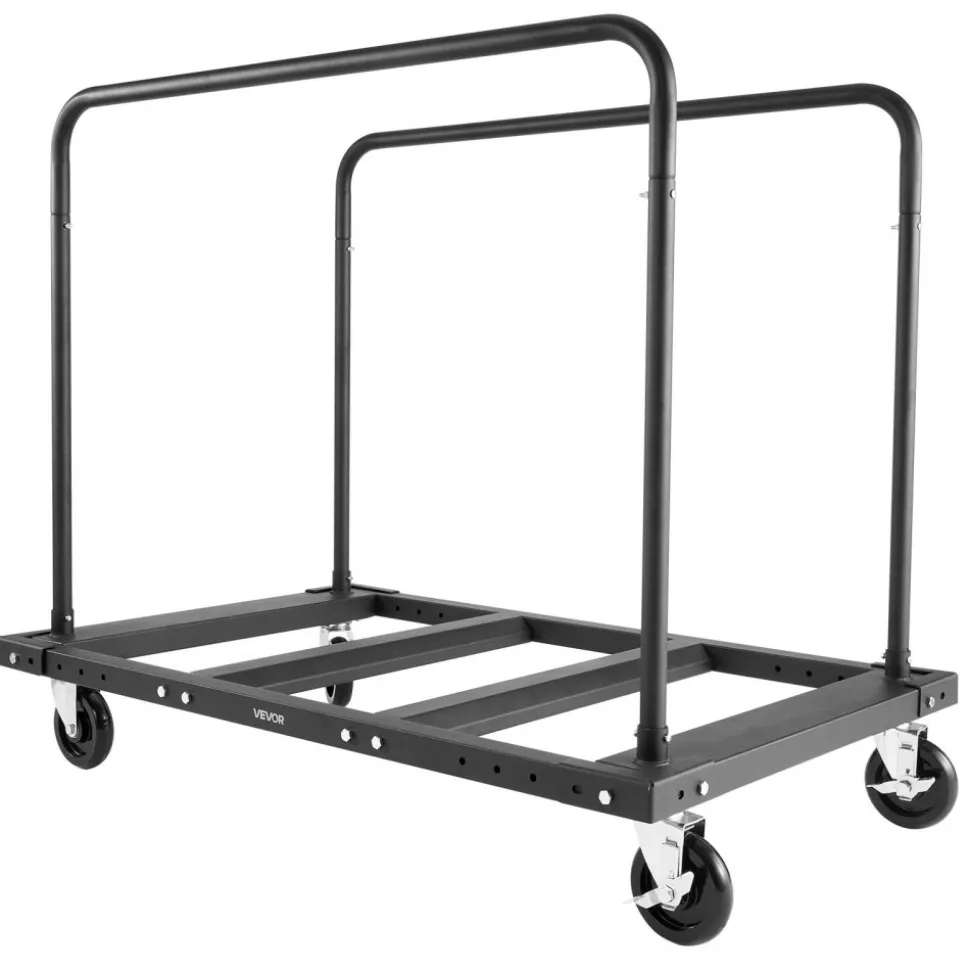 VEVOR Drywall Cart Dolly, 1800 lbs Load Capacity, Steel Panel Truck Cart with 5 inch Swivel Casters, Lumber Drywall Dolly with Tie-Down Strap & 2 Side Handrails for Factory, Warehouse, Garage, Black