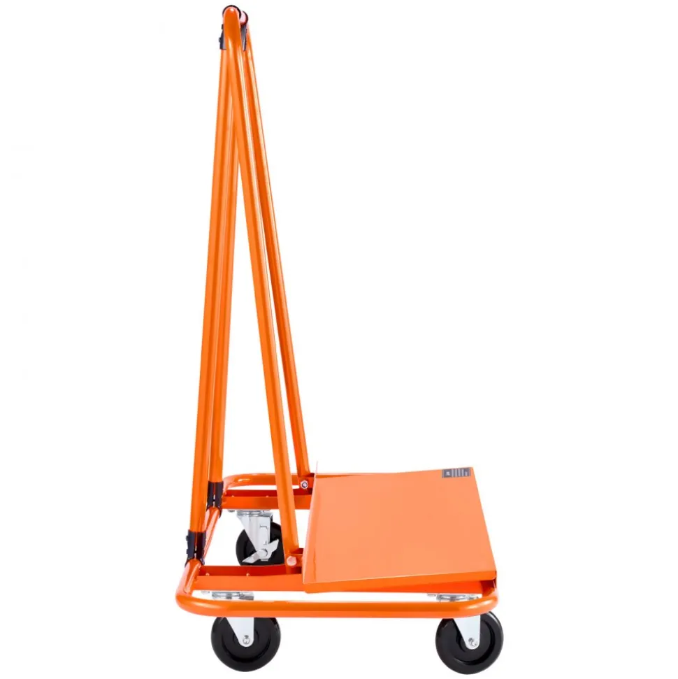 VEVOR Drywall Cart Dolly, 1800 lbs Load Capacity, Steel Panel Dolly with 4 Swivel Casters, Durable & Long-lasting, Panel Truck Cart with Tie-Down Strap for Plywood, Plasterboard, Glass, Orange