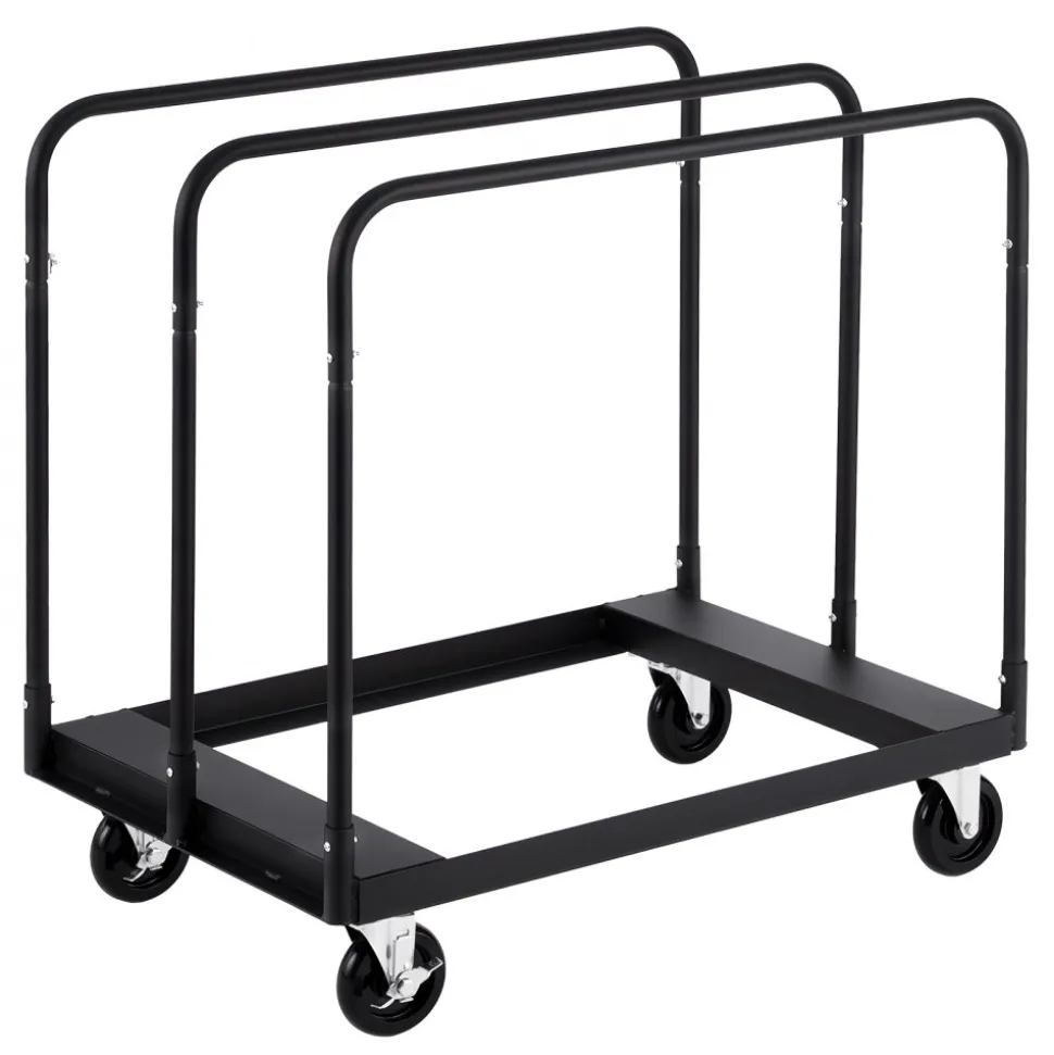 VEVOR Drywall Cart Dolly, 1800 lbs Load Capacity, Steel Panel Truck Cart with 5 inch Swivel Casters, Lumber Drywall Dolly with with Tie-Down Strap & 3 Side Handrails for Factory, Warehouse, Garage, Black