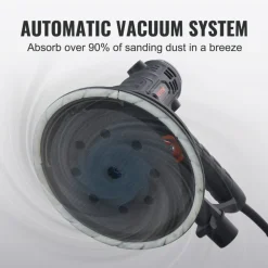 VEVOR Drywall Sander, 800W Electric Sander with 12 Sanding Discs, Variable Speed 1200-2300 RPM Wall Sander with Automatic Vacuum Dust Collection System, Double LED Lights, Dust Bag, Detachable Edge