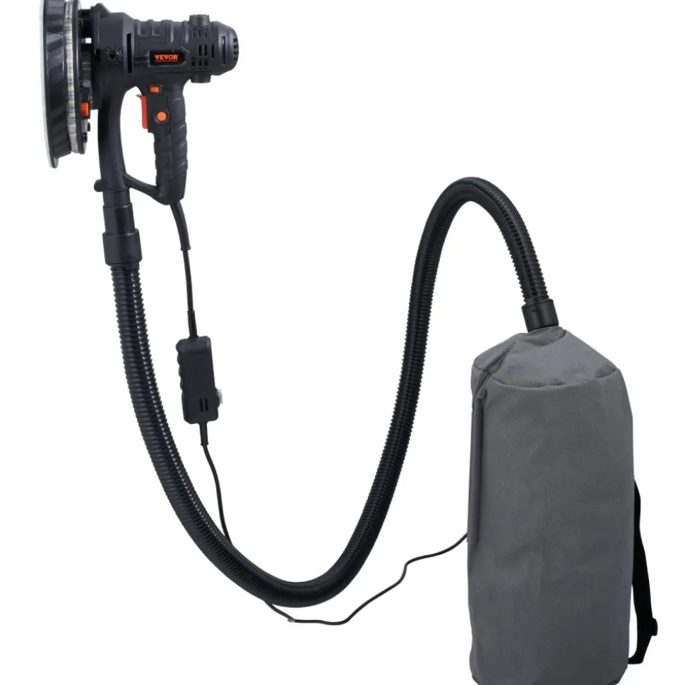 VEVOR Drywall Sander, 800W Electric Sander with 12 Sanding Discs, Variable Speed 1200-2300 RPM Wall Sander with Automatic Vacuum Dust Collection System, Double LED Lights, Dust Bag, Detachable Edge