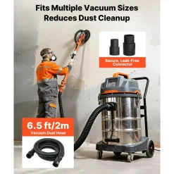 VEVOR Drywall Sander, 850W Electric Drywall Sander, Popcorn Ceiling Removal Tool with 5 Variable Speed 800-1700 RPM, Double-Deck LED Light, Foldable & Extendable Handle, 15 Sanding Discs, Dust Hose