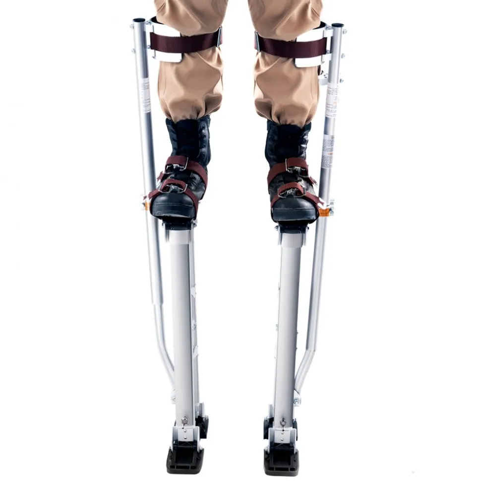 VEVOR Drywall Stilts, 24''-40'' Adjustable Aluminum Tool Stilts with Protective Knee Pads, Durable and Non-slip Work Stilts for Sheetrock Painting, Walking, Taping, Silver