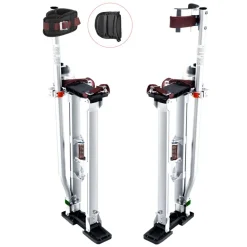 VEVOR Drywall Stilts, 24''-40'' Adjustable Aluminum Tool Stilts with Protective Knee Pads, Durable and Non-slip Work Stilts for Sheetrock Painting, Walking, Taping, Silver