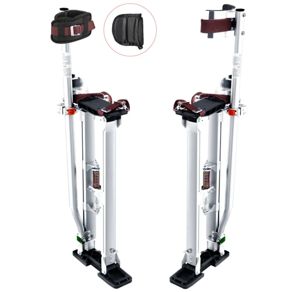 VEVOR Drywall Stilts, 24''-40'' Adjustable Aluminum Tool Stilts with Protective Knee Pads, Durable and Non-slip Work Stilts for Sheetrock Painting, Walking, Taping, Silver