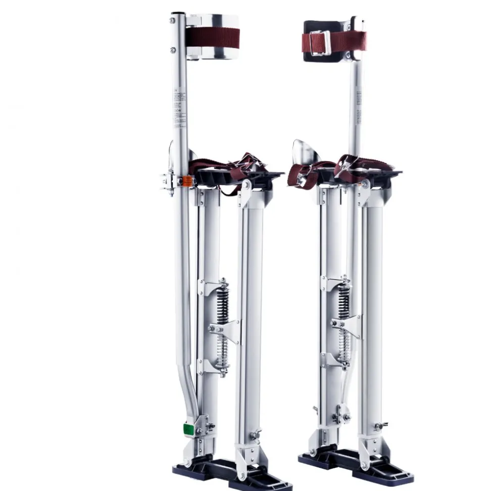 VEVOR Drywall Stilts, 24''-40'' Adjustable Aluminum Tool Stilts with Protective Knee Pads, Durable and Non-slip Work Stilts for Sheetrock Painting, Walking, Taping, Silver