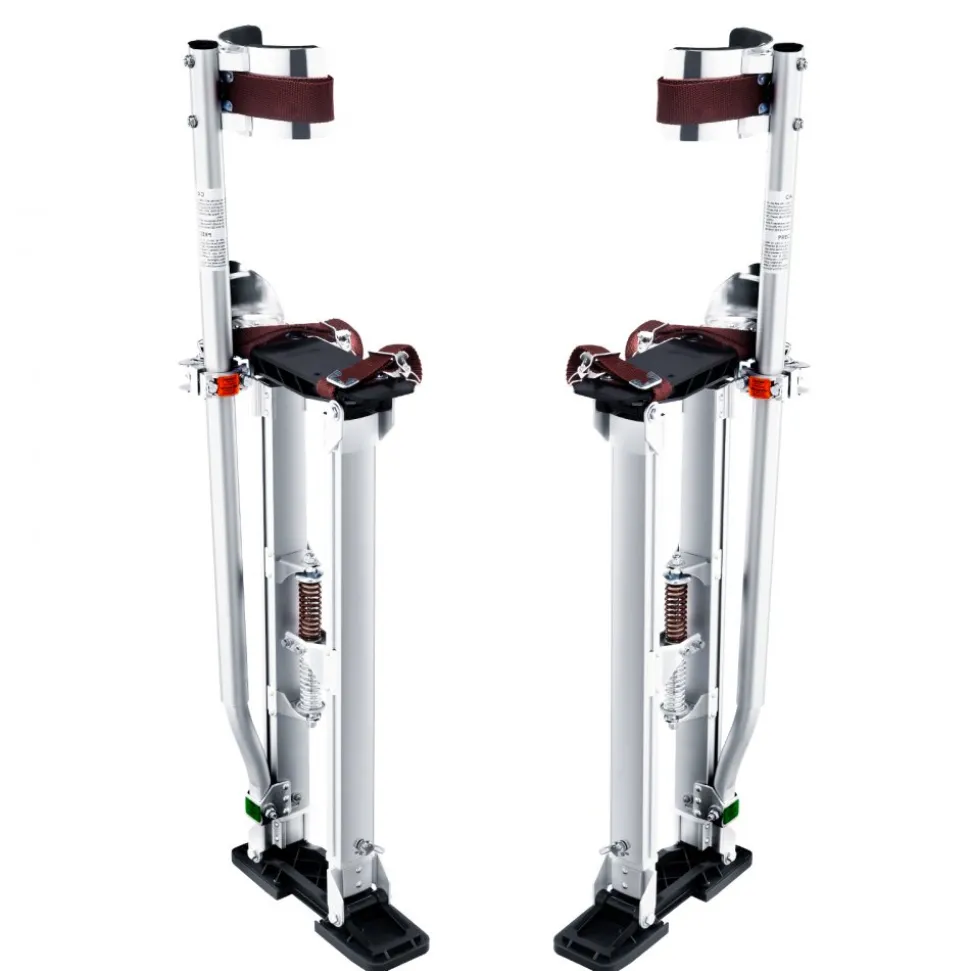 VEVOR Drywall Stilts, 24''-40'' Adjustable Aluminum Tool Stilts with Protective Knee Pads, Durable and Non-slip Work Stilts for Sheetrock Painting, Walking, Taping, Silver