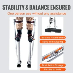 VEVOR Drywall Stilts, 24''-40'' Adjustable Aluminum Tool Stilts with Protective Knee Pads, Durable and Non-slip Work Stilts for Sheetrock Painting, Walking, Taping, Silver