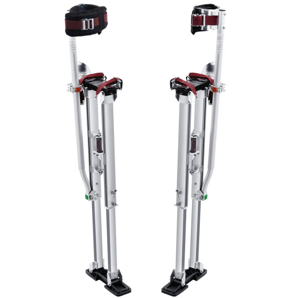 VEVOR Drywall Stilts, 36''-50'' Adjustable Aluminum Tool Stilts with Protective Knee Pads, Durable and Non-slip Work Stilts for Sheetrock Painting, Walking, Taping, Silver