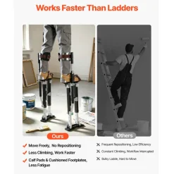 VEVOR Drywall Stilts, 19.1–31.1 in Adjustable Aluminum Painter Stilts, 228 lbs Load Capacity, Non-Slip Rubber Feet, Dual Spring Shock Absorption, Comfortable Leg Straps for Painting, Decoration, Black