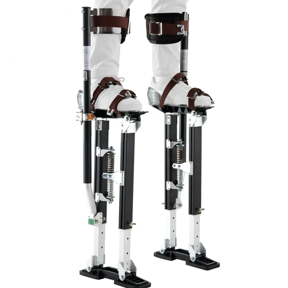 VEVOR Drywall Stilts, 19.1–31.1 in Adjustable Aluminum Painter Stilts, 228 lbs Load Capacity, Non-Slip Rubber Feet, Dual Spring Shock Absorption, Comfortable Leg Straps for Painting, Decoration, Black