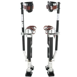 VEVOR Drywall Stilts, 19.1–31.1 in Adjustable Aluminum Painter Stilts, 228 lbs Load Capacity, Non-Slip Rubber Feet, Dual Spring Shock Absorption, Comfortable Leg Straps for Painting, Decoration, Black