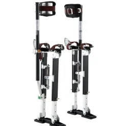 VEVOR Drywall Stilts, 19.1–31.1 in Adjustable Aluminum Painter Stilts, 228 lbs Load Capacity, Non-Slip Rubber Feet, Dual Spring Shock Absorption, Comfortable Leg Straps for Painting, Decoration, Black