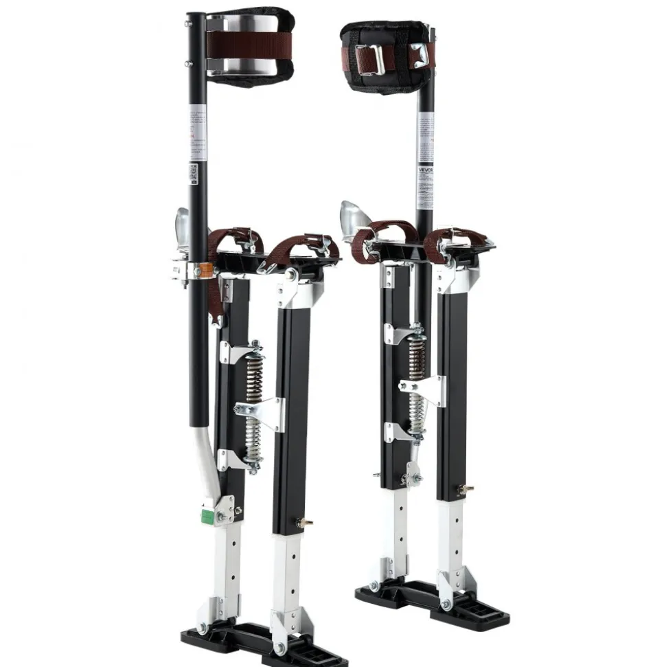 VEVOR Drywall Stilts, 19.1–31.1 in Adjustable Aluminum Painter Stilts, 228 lbs Load Capacity, Non-Slip Rubber Feet, Dual Spring Shock Absorption, Comfortable Leg Straps for Painting, Decoration, Black