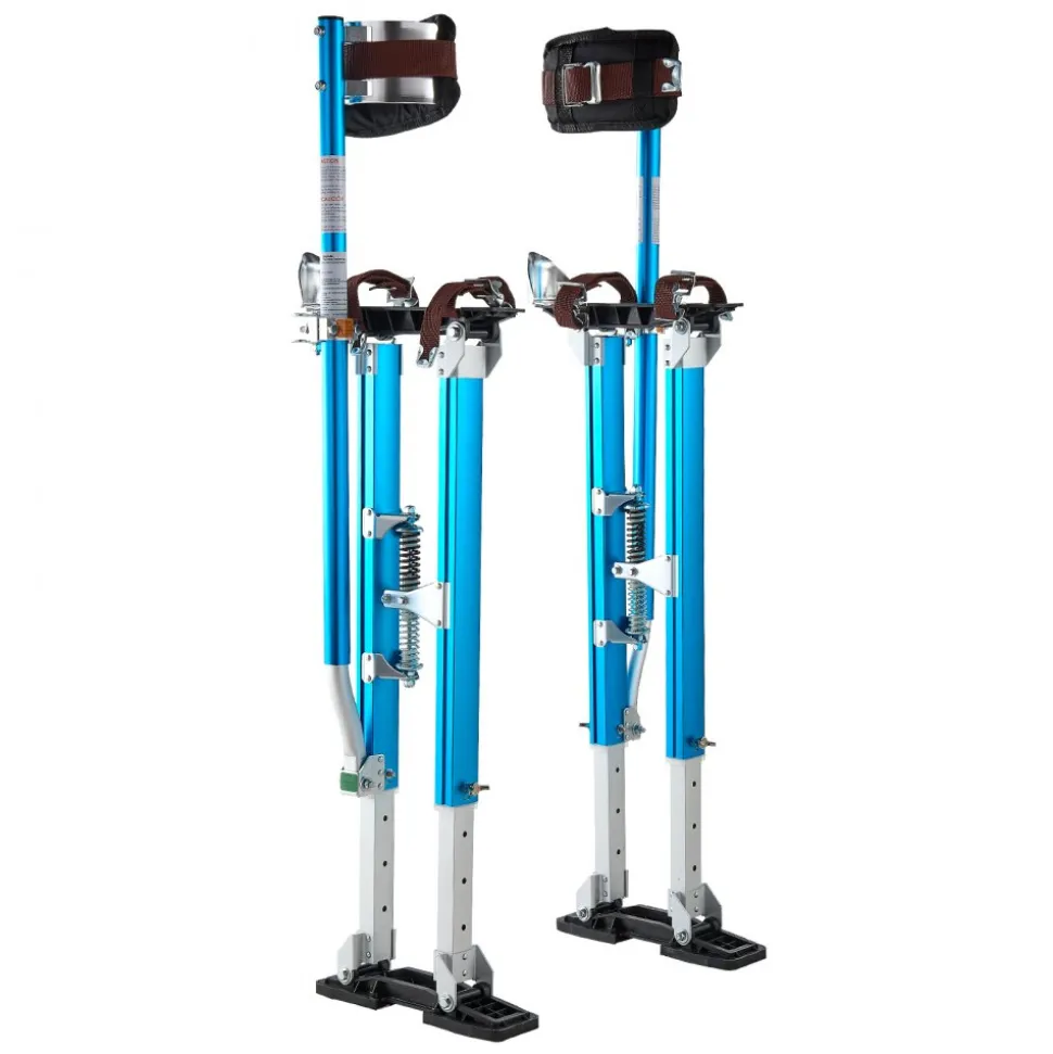 VEVOR Drywall Stilts, 24.2–40.3 Inch Adjustable Aluminum Painter Stilts, 228 lbs Load Capacity, Non-Slip Rubber Feet, Dual Spring Shock Absorption, Comfortable Leg Straps for Painting, Decoration,Blue
