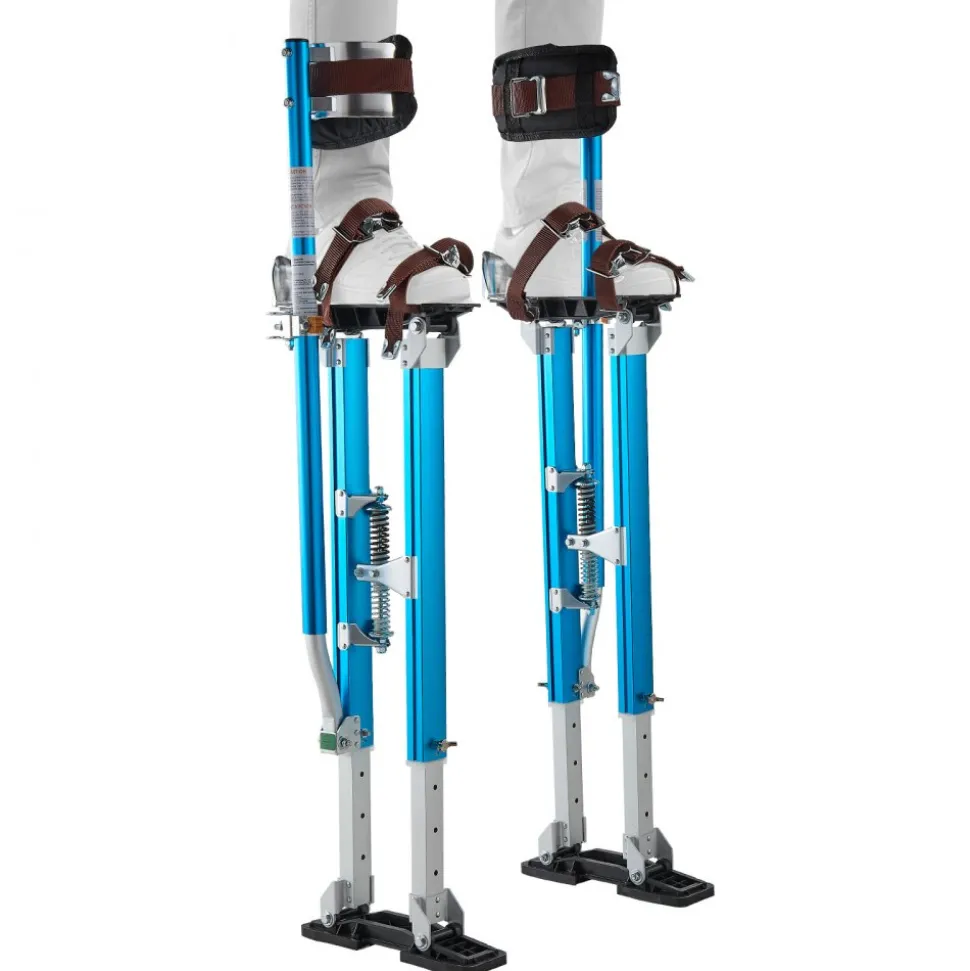 VEVOR Drywall Stilts, 24.2–40.3 Inch Adjustable Aluminum Painter Stilts, 228 lbs Load Capacity, Non-Slip Rubber Feet, Dual Spring Shock Absorption, Comfortable Leg Straps for Painting, Decoration,Blue