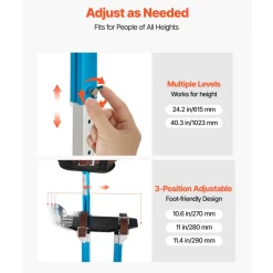 VEVOR Drywall Stilts, 24.2–40.3 Inch Adjustable Aluminum Painter Stilts, 228 lbs Load Capacity, Non-Slip Rubber Feet, Dual Spring Shock Absorption, Comfortable Leg Straps for Painting, Decoration,Blue