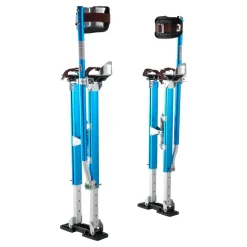 VEVOR Drywall Stilts, 24.2–40.3 Inch Adjustable Aluminum Painter Stilts, 228 lbs Load Capacity, Non-Slip Rubber Feet, Dual Spring Shock Absorption, Comfortable Leg Straps for Painting, Decoration,Blue