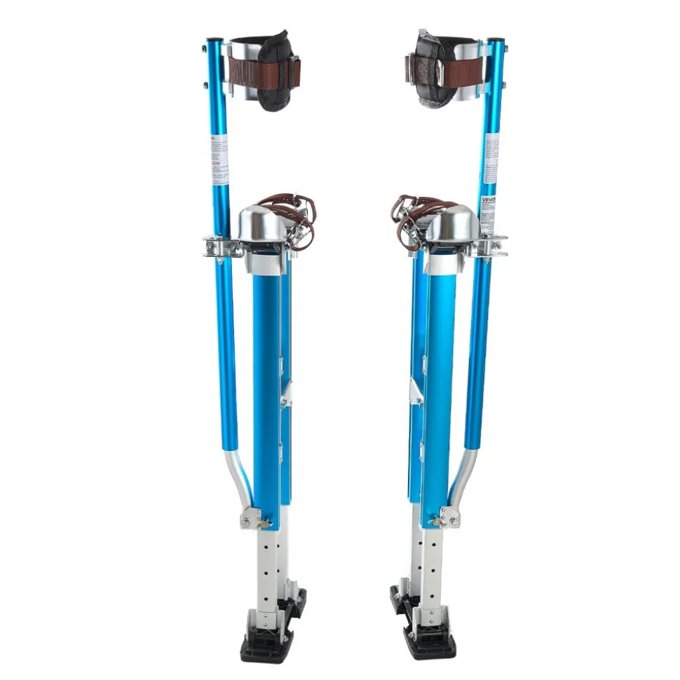 VEVOR Drywall Stilts, 24.2–40.3 Inch Adjustable Aluminum Painter Stilts, 228 lbs Load Capacity, Non-Slip Rubber Feet, Dual Spring Shock Absorption, Comfortable Leg Straps for Painting, Decoration,Blue