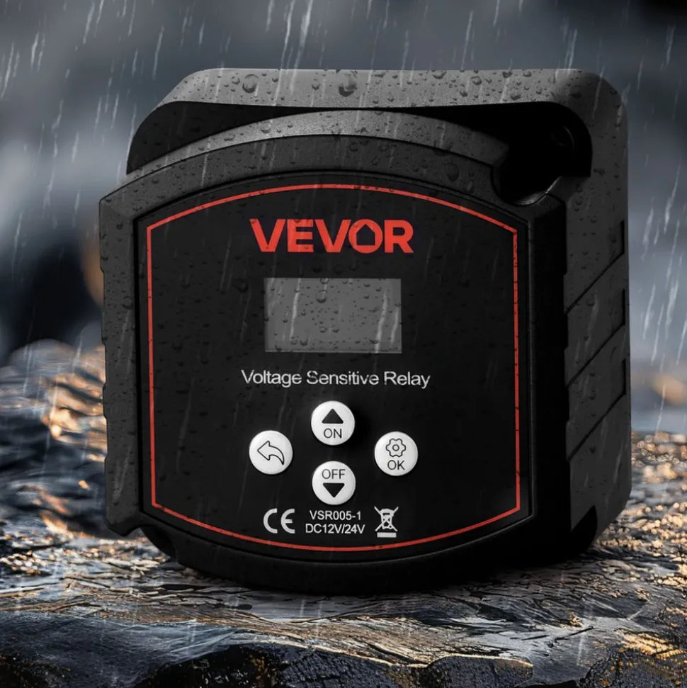 VEVOR Dual Battery Isolator Kit, 12V 300 Amp 20 ft 2AWG, Manual and Automatic VSR Voltage Sensitive Relay with Voltmeter, LCD Screen, Smart Battery Isolator, Compatible with Lithium Batteries, for UTV