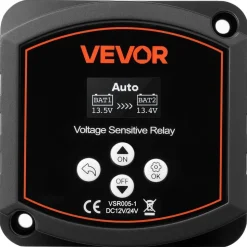 VEVOR Dual Battery Isolator Kit, 12V 300 Amp 20 ft 2AWG, Manual and Automatic VSR Voltage Sensitive Relay with Voltmeter, LCD Screen, Smart Battery Isolator, Compatible with Lithium Batteries, for UTV