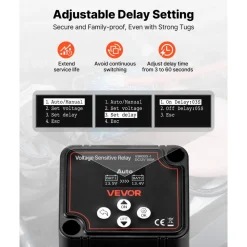VEVOR Dual Battery Isolator Kit, 12V 140 Amp 20 ft 6AWG, Manual and Automatic VSR Voltage Sensitive Relay with Voltmeter, LCD Screen, Smart Battery Isolator, Compatible with Lithium Batteries, for UTV