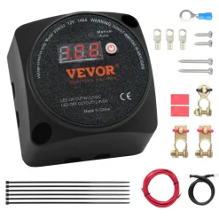 VEVOR Dual Battery Isolator Kit, 12V 140Amp, Manual and Auto Modes VSR Voltage Sensitive Relay with LCD Screen, Smart Battery Isolator for ATV UTV RV Camper Off-Road Vehicle Caravan Truck Boat Yacht