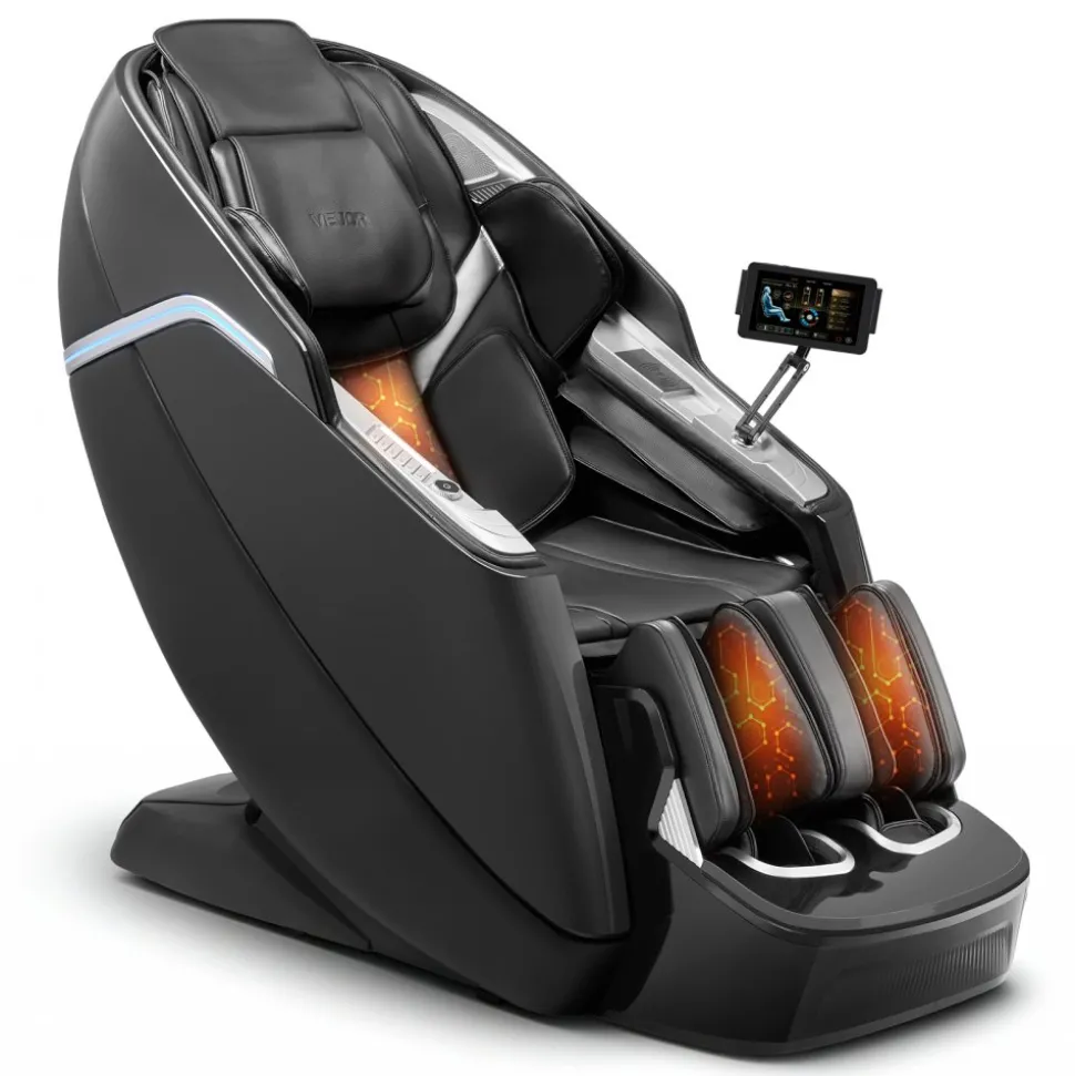 VEVOR Dual-Core 4D+3D Full Body Massage Chair, with Extended SL Track, Deep Yoga Stretch, Electric Extendable Footrest, TFT, AI Voice Control, Heat, Airbags, Armrest Controls, Wheels
