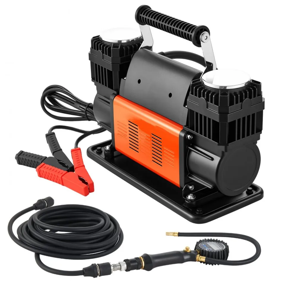 VEVOR Dual-Cylinder Heavy Duty Air Compressor, 10.6CFM Portable Tire Inflator, 12V 150PSI Offroad Air Pump with Digital Pressure Gauge & Adapters for Truck Car SUV 4 x 4 Vehicle RV