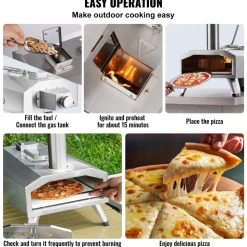 VEVOR Dual Fuel Pizza Oven for Outdoor Use, 12
